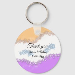 Simple minimal thank you couple name text date cus key ring