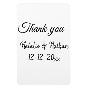 Simple minimal thank you couple name text date cus magnet