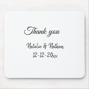 Simple minimal thank you couple name text date cus mouse pad