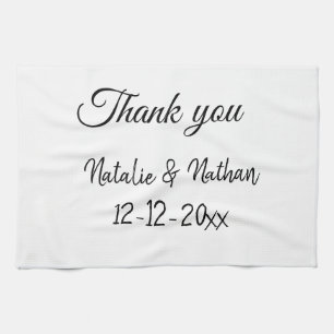 Simple minimal thank you couple name text date cus tea towel