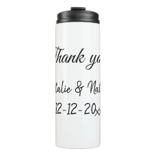 Simple minimal thank you couple name text date cus thermal tumbler