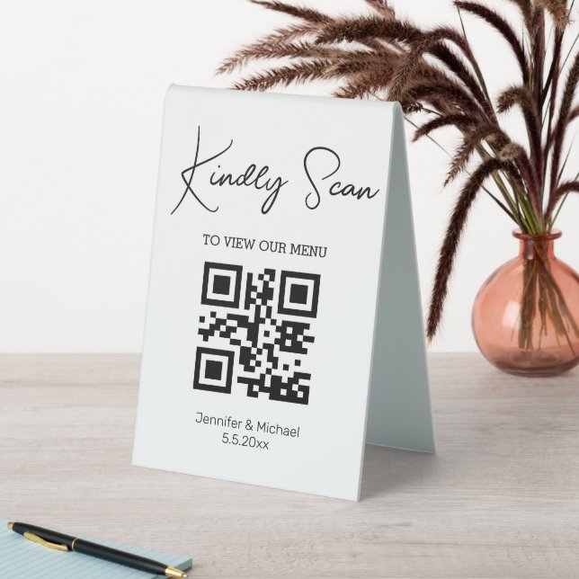 simple minimal trendy qr code wedding menu  (In SItu (Table))