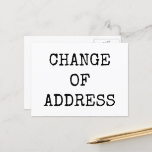 Simple minimal typography change of address moving postcard
