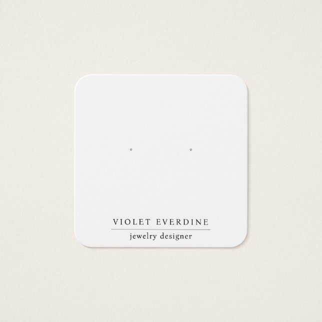 Simple Minimal Typography Earring Display Card (Front)