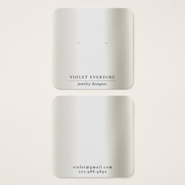 Simple Minimal Typography Earring Display Card (Front & Back)