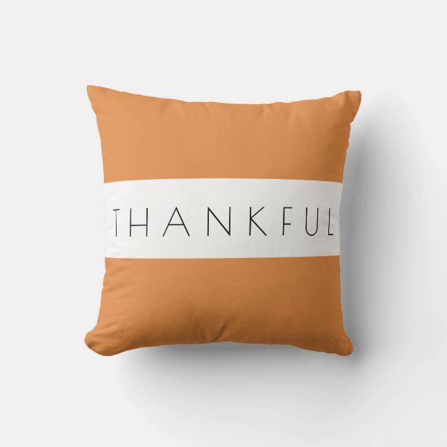 Simple Minimal Typography Thankful Throw Pillow (Front)