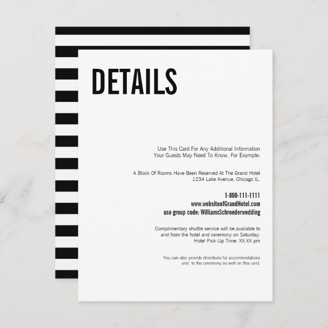 Simple & Minimal Typography Wedding Details Card (Front/Back)
