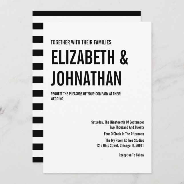Simple & Minimal Typography Wedding Invite Card (Front/Back)