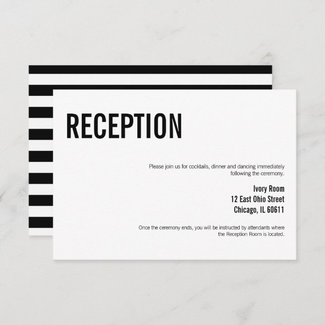 Simple & Minimal Typography Wedding Reception Card (Front/Back)