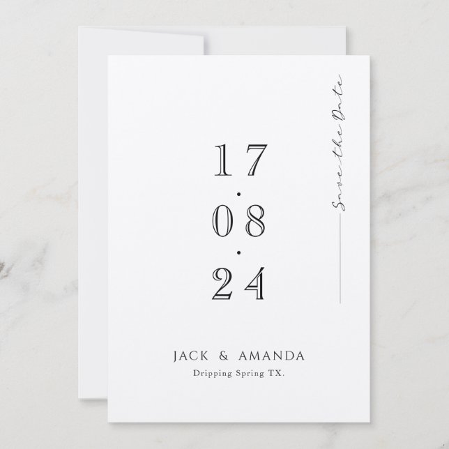Simple minimal typography Wedding save the date (Front)