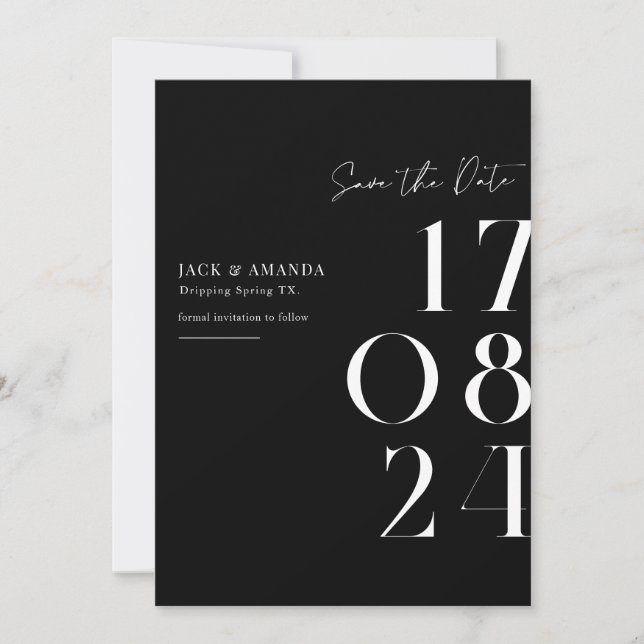 Simple minimal typography Wedding save the date (Front)