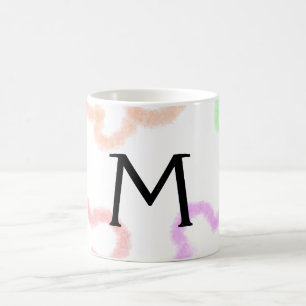 Simple minimal watercolor florals monogram add you coffee mug