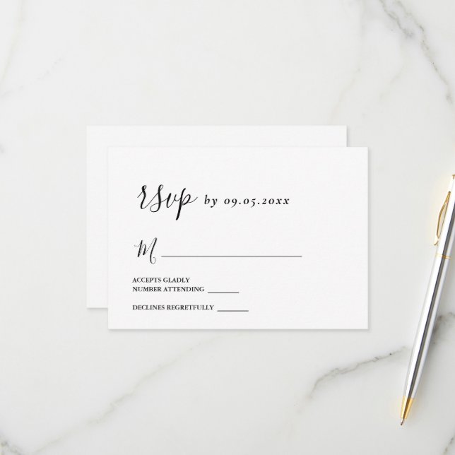 Simple Minimal Wedding Modern RSVP Card (Front/Back In Situ)