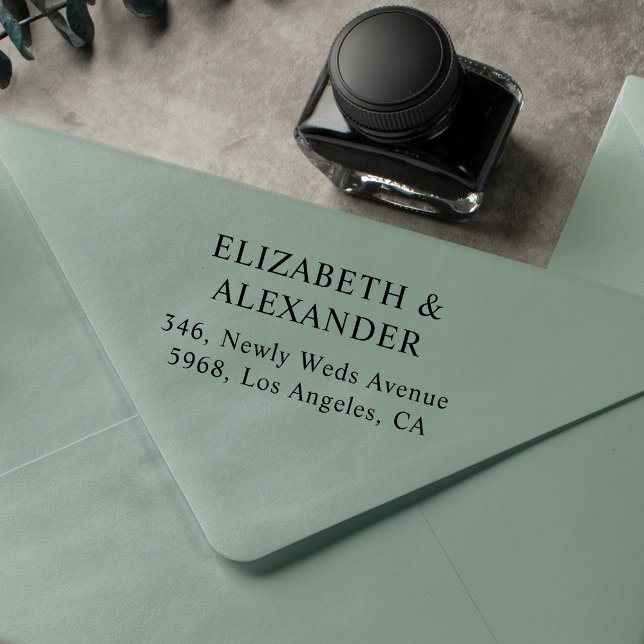 Simple minimal wedding return address  rubber stamp (Creator Uploaded)