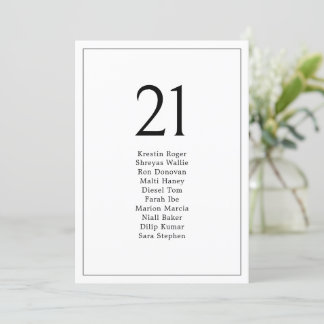 Simple Minimal Wedding Table Seating Chart Cards