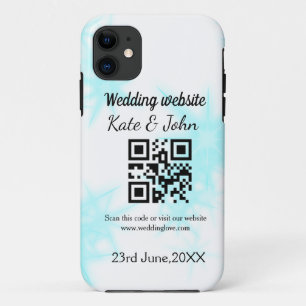 Simple minimal wedding website Q R code add name y iPhone 11 Case