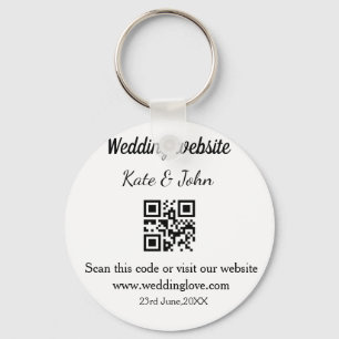 Simple minimal wedding website Q R code add name y Key Ring