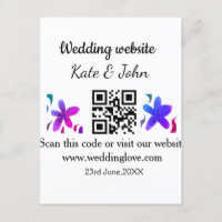 Simple minimal wedding website Q R code add name y