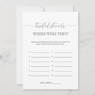 Simple Minimal Where Were They Bridal Shower Game Invitation