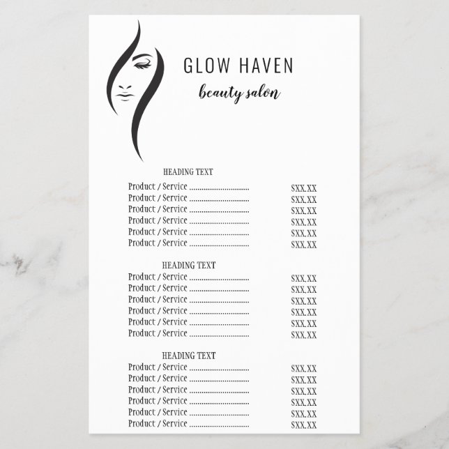 Simple Minimal White And Black Beauty Salon Flyers (Front)