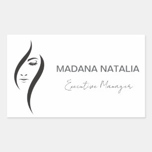 Simple Minimal White And Black Beauty Salon Rectangular Sticker