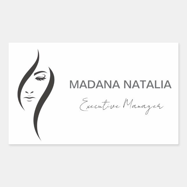 Simple Minimal White And Black Beauty Salon Rectangular Sticker (Front)
