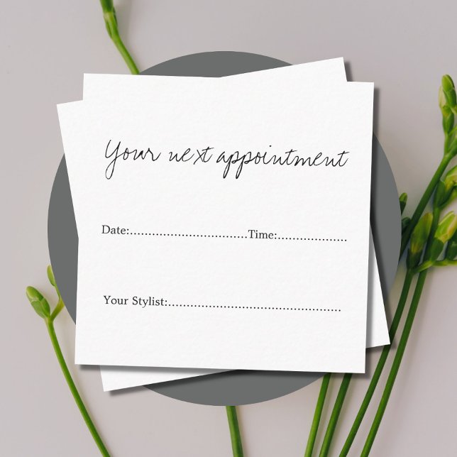 Simple Minimal White Beauty Salon Appointment Card (Creator Uploaded)