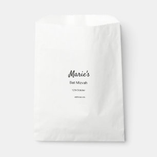 simple minimal white black classic edi bat mitzvah favour bag