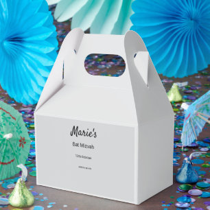 simple minimal white black classic edi bat mitzvah favour box