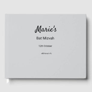 simple minimal white black classic edi bat mitzvah guest book