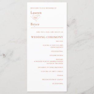 Simple Minimal White Citrus Grove Wedding Program