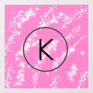 simple minimal white monogram pink glitter waterco
