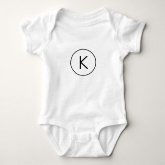 simple minimal white monogram pink glitter waterco baby bodysuit