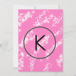 simple minimal white monogram pink glitter waterco holiday card