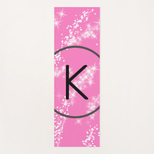 simple minimal white monogram pink glitter waterco yoga mat