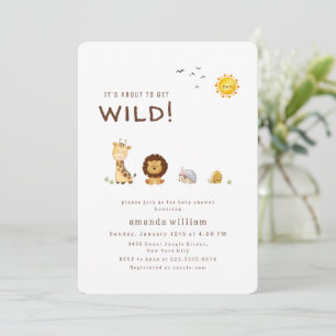 Simple Minimal Wild Sarafi Animals Baby Shower  Invitation