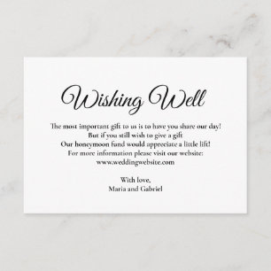 Simple minimal wishing well. Black white wedding Enclosure Card