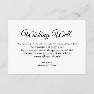 Simple minimal wishing well. Black white wedding Enclosure Card