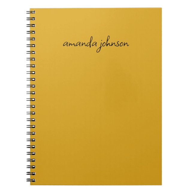 Simple Minimal Yellow Monogram Add Full Name Notebook (Front)