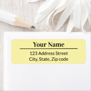 Simple Minimal Yellow Name Mailing Return Address Label