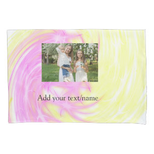 Simple minimal yellow pink sparkle add photo glitt pillowcase