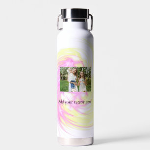 Simple minimal yellow pink sparkle add photo glitt water bottle