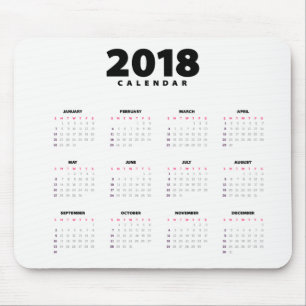 Simple Minimalist 2018 Calendar   Mousepad