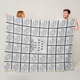 Simple Minimalist 45 Photo Collage Personalised Fleece Blanket