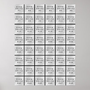Simple Minimalist 48 Photo Collage Black Poster