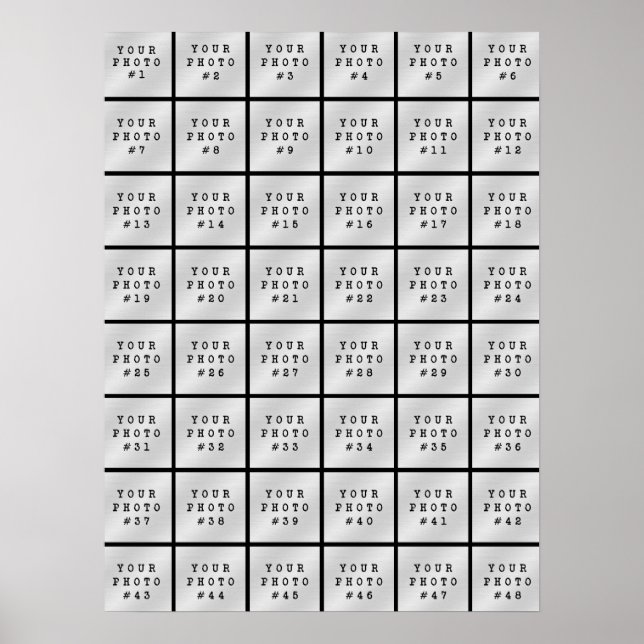 Simple Minimalist 48 Photo Collage Black Poster (Front)