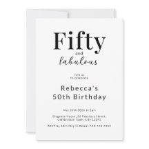Simple Minimalist 50th Birthday Party Black White