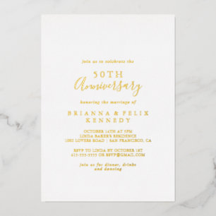 Simple Minimalist 50th Wedding Anniversary Gold
