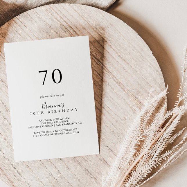 Simple Minimalist 70th Birthday Party Invitation (Creator Uploaded)