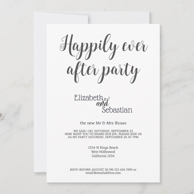Simple minimalist after wedding party invitation (Front)